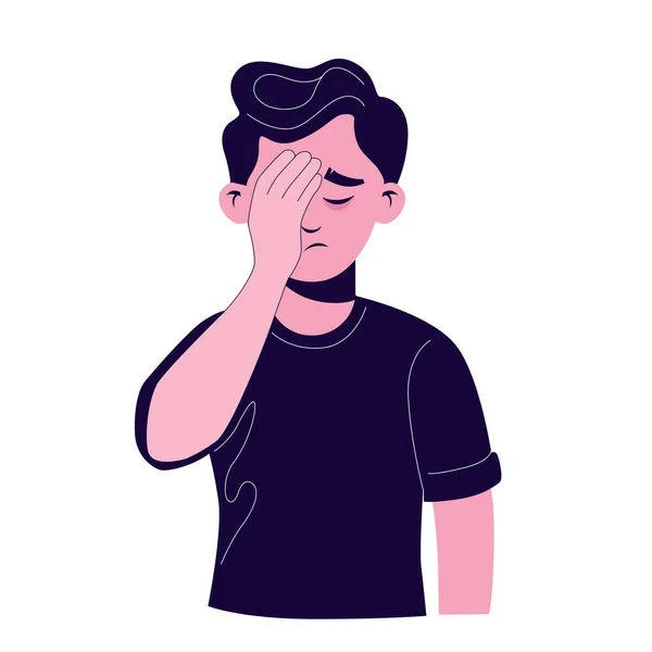Karikatur männliche Geste Gesicht Handfläche in völliger Enttäuschung und Ungläubigkeit isoliert — Stockvektor