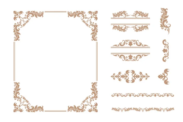 Set of various luxury vintage ornament frame and decorative classical delimiter vector illustration — Stock Vector