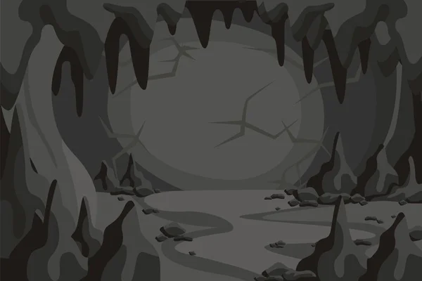 Çizgi film korku mağarası tüneli manzara vektörü grafik çizimi — Stok Vektör