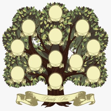 Harf vektör grafik illüstrasyonlu karikatür soy ağacı