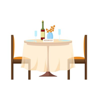 Rezervasyon yaptırdım, karikatür tarzında bir restoranda bir masaya imza attım.