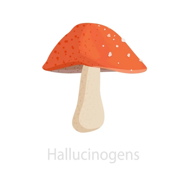 Hallucinogen svamp med röd mössa. Illustration av en naturlig drog — Stock vektor