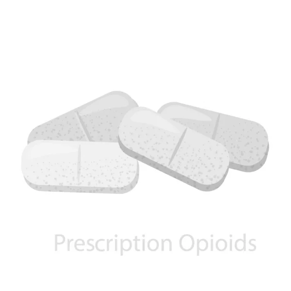 Pastillas de varios opioides. El concepto de prescripción de un medicamento médico — Archivo Imágenes Vectoriales