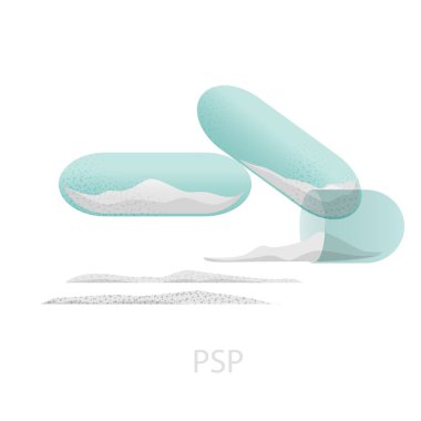 Capsules psp phenicclidine with contents. The concept of synthetic pharmacology clipart