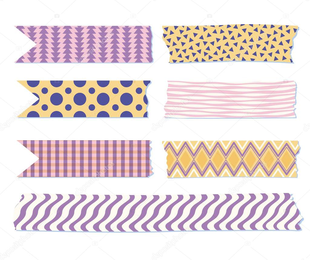Washi tapes different lengths. Japanese traditional style paper.