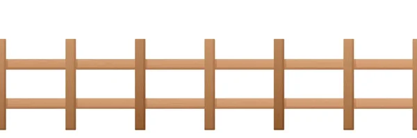 Valla de madera amplios huecos en estilo rústico. Nueva cerca de madera grandes huecos entre los pilares de protección . — Archivo Imágenes Vectoriales