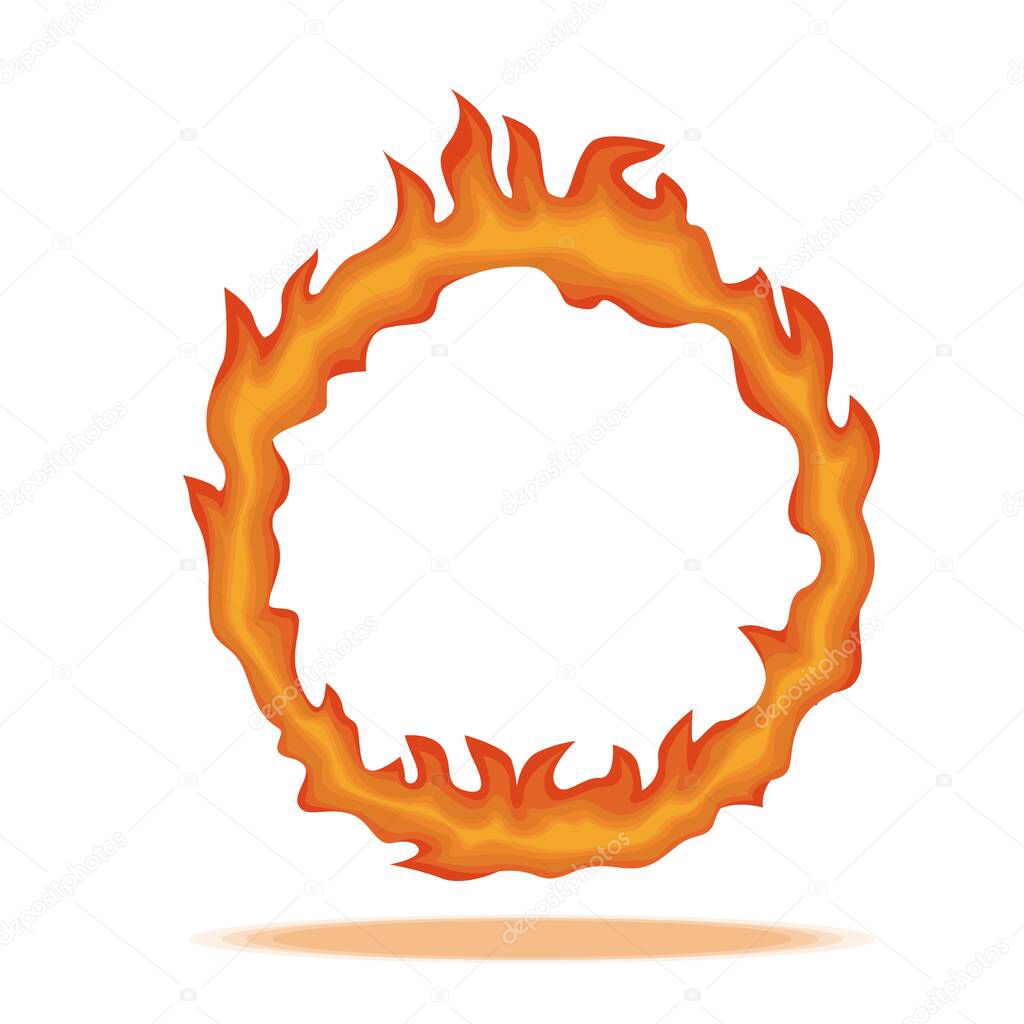 Ring of fire. Circle surrounded hot red with dancing tongue flame.
