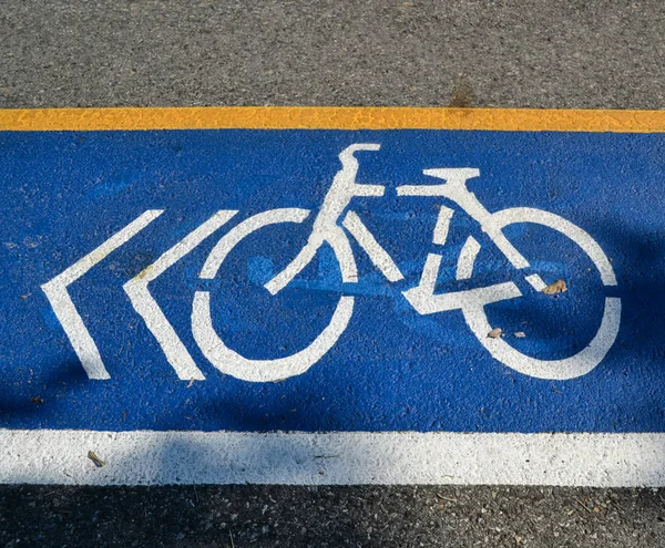 Sign of Bicycle lane on road
