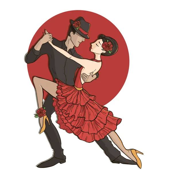 Casal Dançando Tango . —  Vetores de Stock