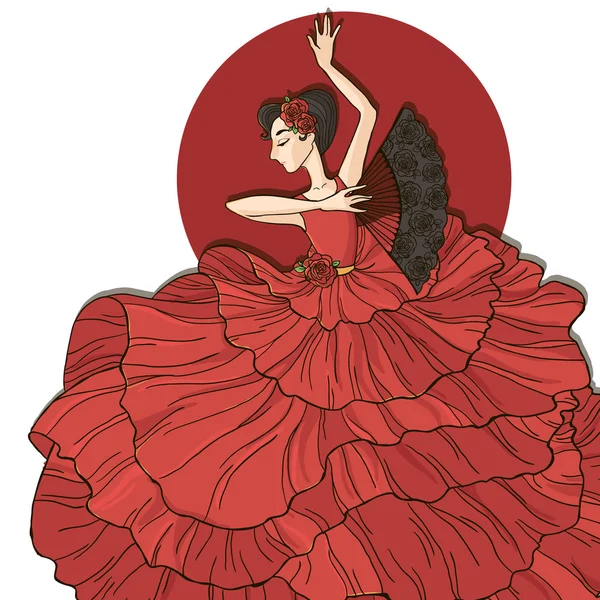 Femme dansant le flamenco . — Image vectorielle