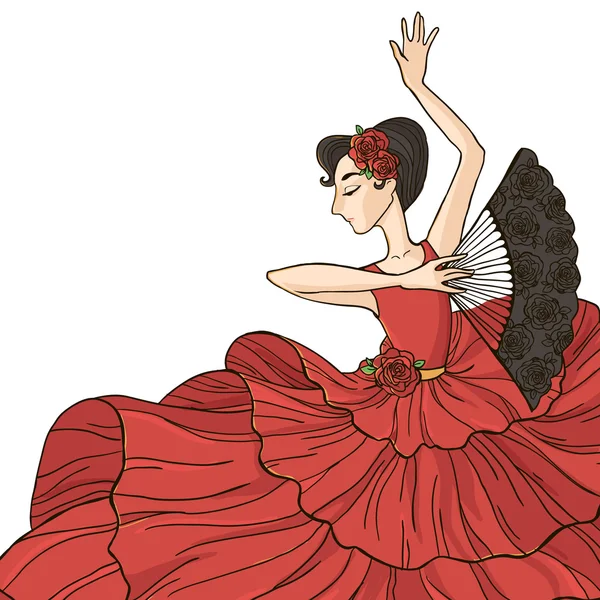 Mulher dançando flamenco . — Vetor de Stock