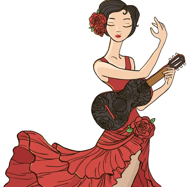 Женщина танцует фламенко . — стоковый вектор