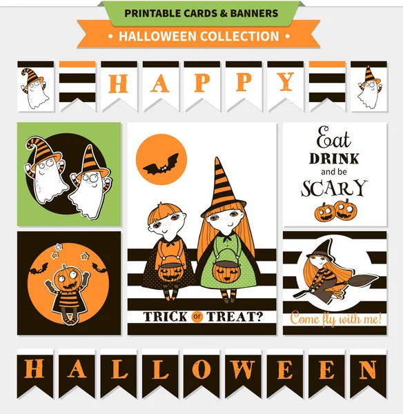 Halloween vector imprimible conjunto . — Archivo Imágenes Vectoriales