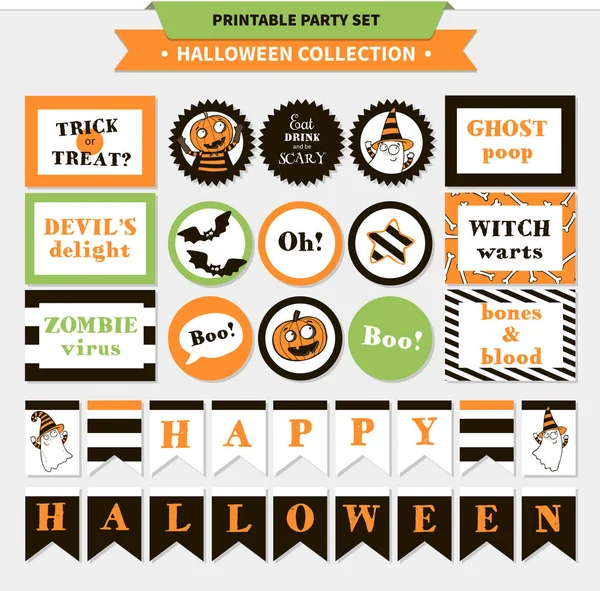 Ensemble imprimable vecteur Halloween . — Image vectorielle