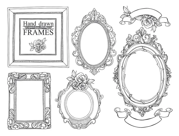 Set vintage frames. — Stockvector