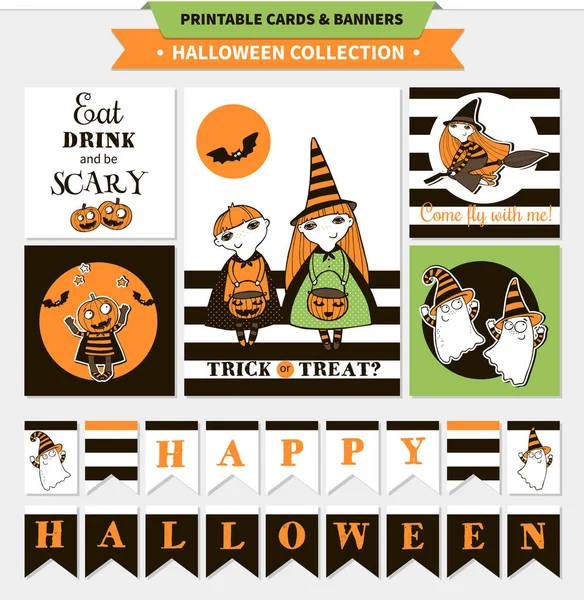 Halloween vector imprimible conjunto . — Archivo Imágenes Vectoriales