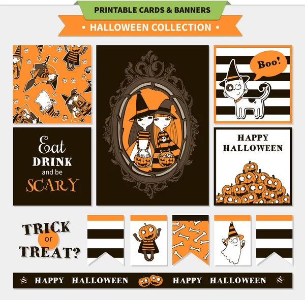 Halloween vector imprimible conjunto . — Archivo Imágenes Vectoriales