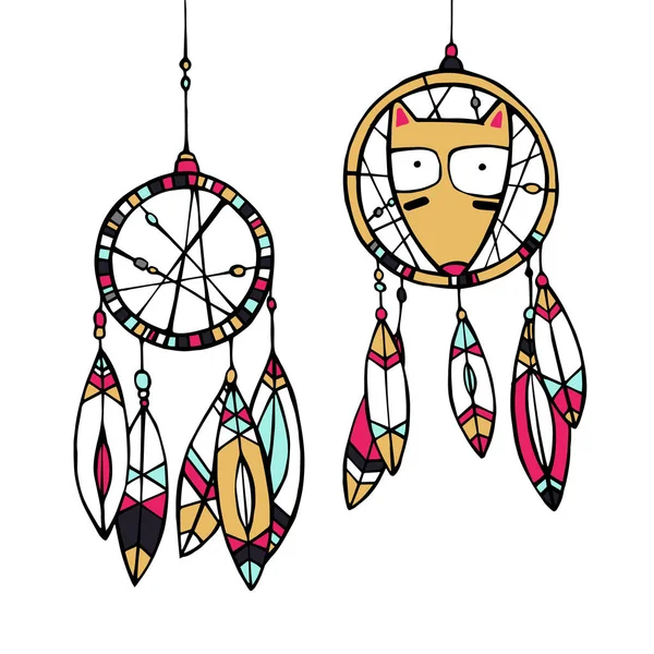 Fox en dream catcher. — Stockvector