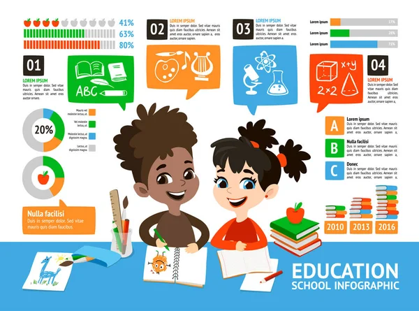 Skolan Infographic set. — Stock vektor