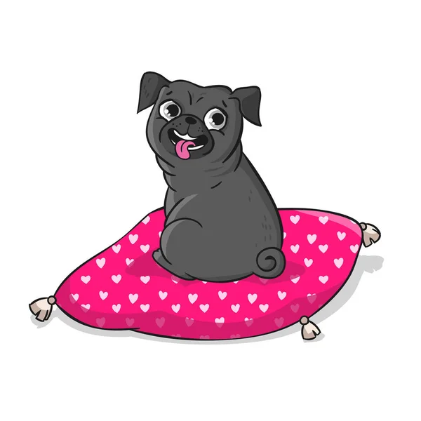 Lindo pug. Vector dibujado a mano ilustración de dibujos animados . — Archivo Imágenes Vectoriales