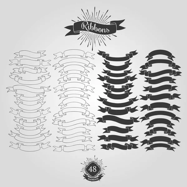 Set of vector ribbons for vintage logos. — Stock Vector