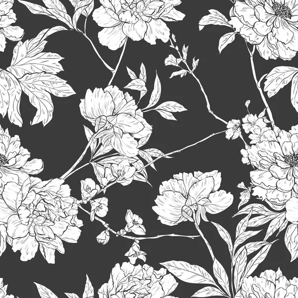 Floral hand drawn seamless pattern with flowers. — Stock Vector