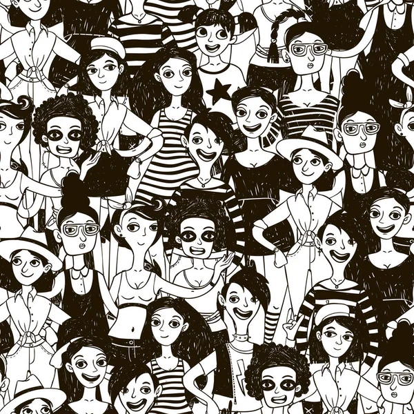 Modèle Saeamless avec des femmes doodle . — Image vectorielle