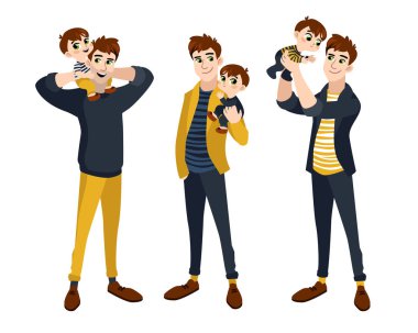 Baba ve oğlu ile aile.