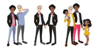 Eşcinsel çift, iki babalar ve çocuklar aile.