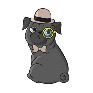 Beyaz arka plan üzerinde izole şirin pug.