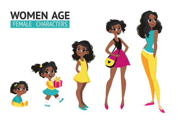 Set of characters in cartoon flat style.