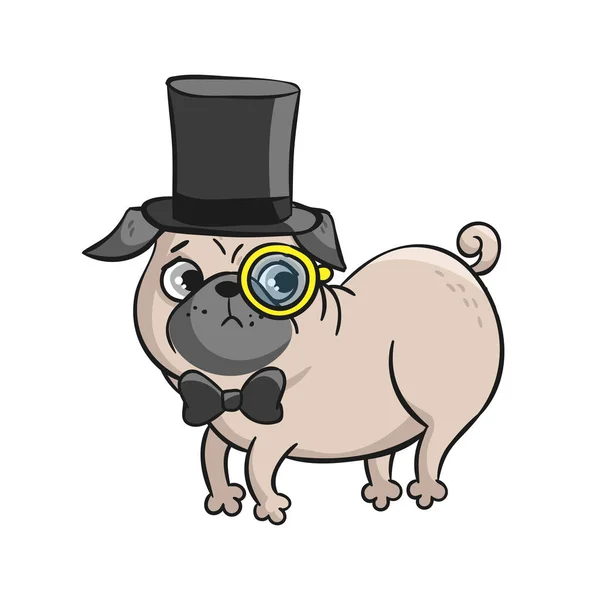 Lindo pug aislado sobre fondo blanco . — Vector de stock