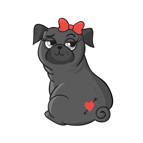 Lindo pug aislado sobre fondo blanco . — Vector de stock