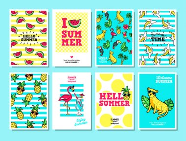 Vektör kartları ve karikatür 80s 90s stil afiş.