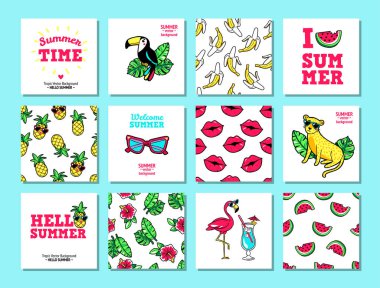 Vektör kartları ve karikatür 80s 90s stil afiş.