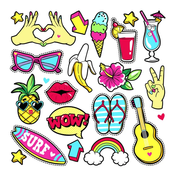 Moda karikatür 80s 90s çizgi roman tarzı yamalar..