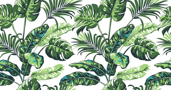 Modèle tropical sans couture avec des feuilles de palmier. — Image vectorielle