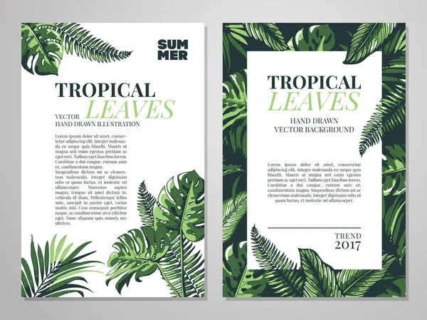 Tropik palmiye yaprakları arka plan. — Stok Vektör
