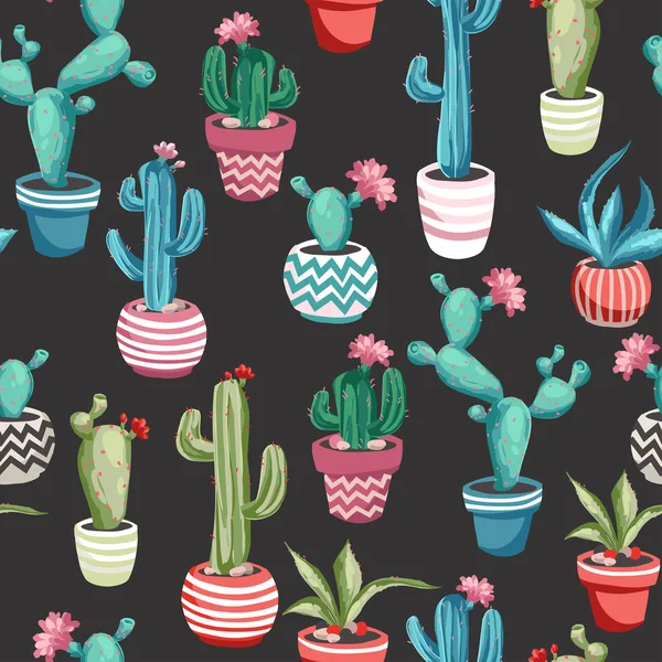 Cacti flower seamless pattern. — Stock Vector