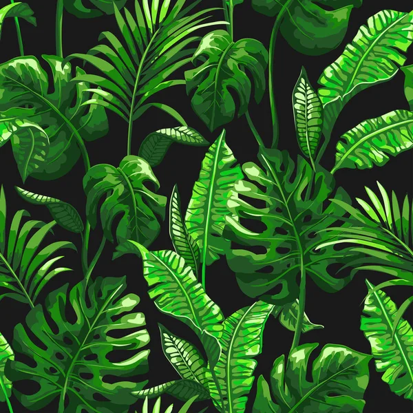 Patrón tropical sin costuras con hojas de palma. — Archivo Imágenes Vectoriales