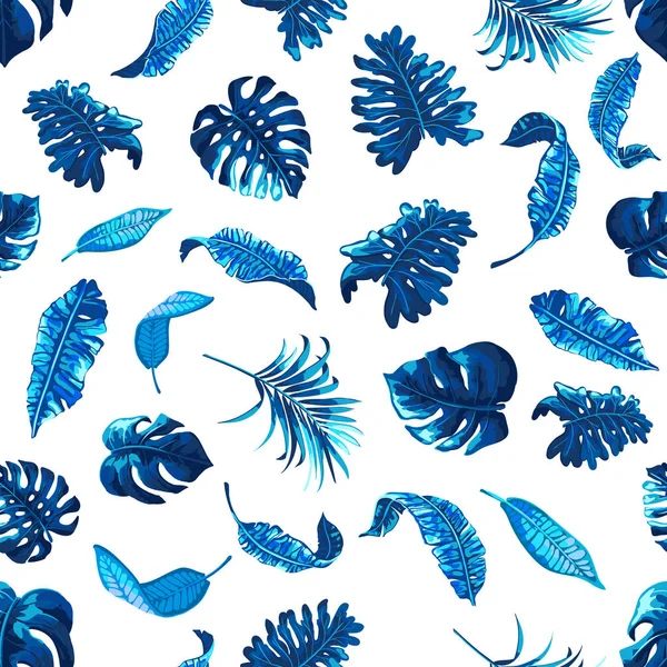 Tropical seamless pattern with palm leaves. — Stock Vector