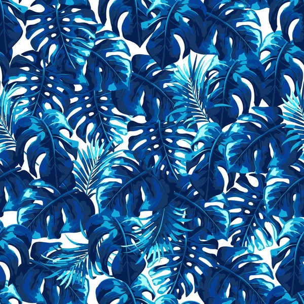 Tropical seamless pattern with palm leaves.