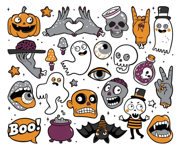 Halloween set of patches in cartoon comic style. Stock Vector Image by  ©Martimar #168705102