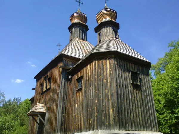 Área Montanhosa Parque Museu Aldeia Ucraniana Século Xvii Com Casas — Fotografia de Stock