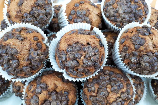 Primo Piano Del Delizioso Dessert Muffin Cioccolato Brownie Fresco — Foto Stock