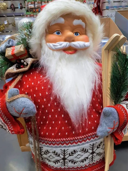 Beyaz Sakallı Noel Baba Karakterinin Yakın Plan Fotoğrafı — Stok fotoğraf