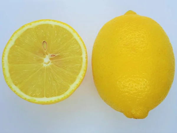 Close Fruit Fresh Ripe Raw Sour Juicy Lemon Isolated White — Stockfoto