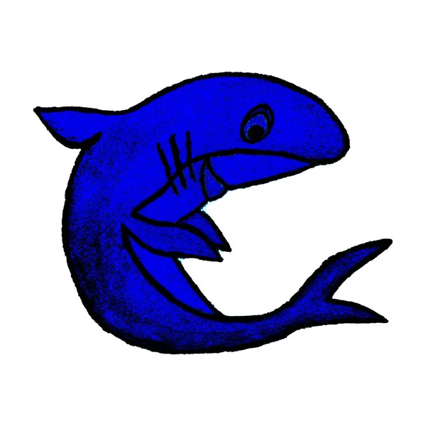 Patrón Sin Costuras Tiburón Sonriente Pintado Con Acuarelas Diseño Para —  Fotos de Stock