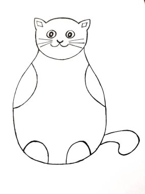 Kalem ve suluboya resimlerle çizilmiş. Elle çizilmiş soyut bir kedi. Dövme tasarımı, duvar kağıdı, kapaklar, kıyafetler, arka planlar.