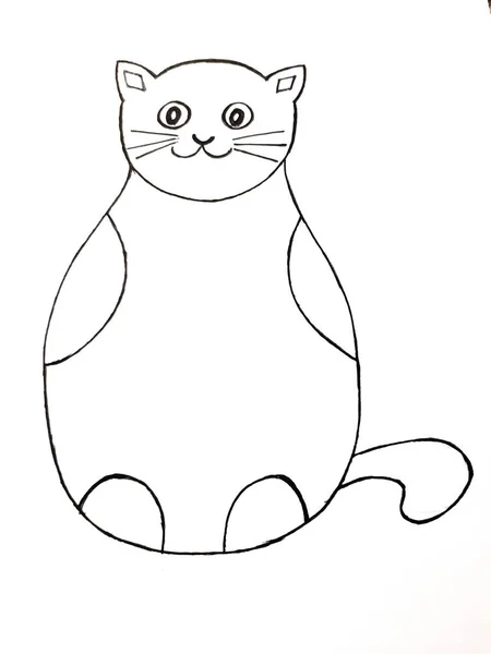 Иллюстрация Карандашом Акварелью Абстрактная Кошка Нарисована Вручную Дизайн Татуировки Обоев — стоковое фото